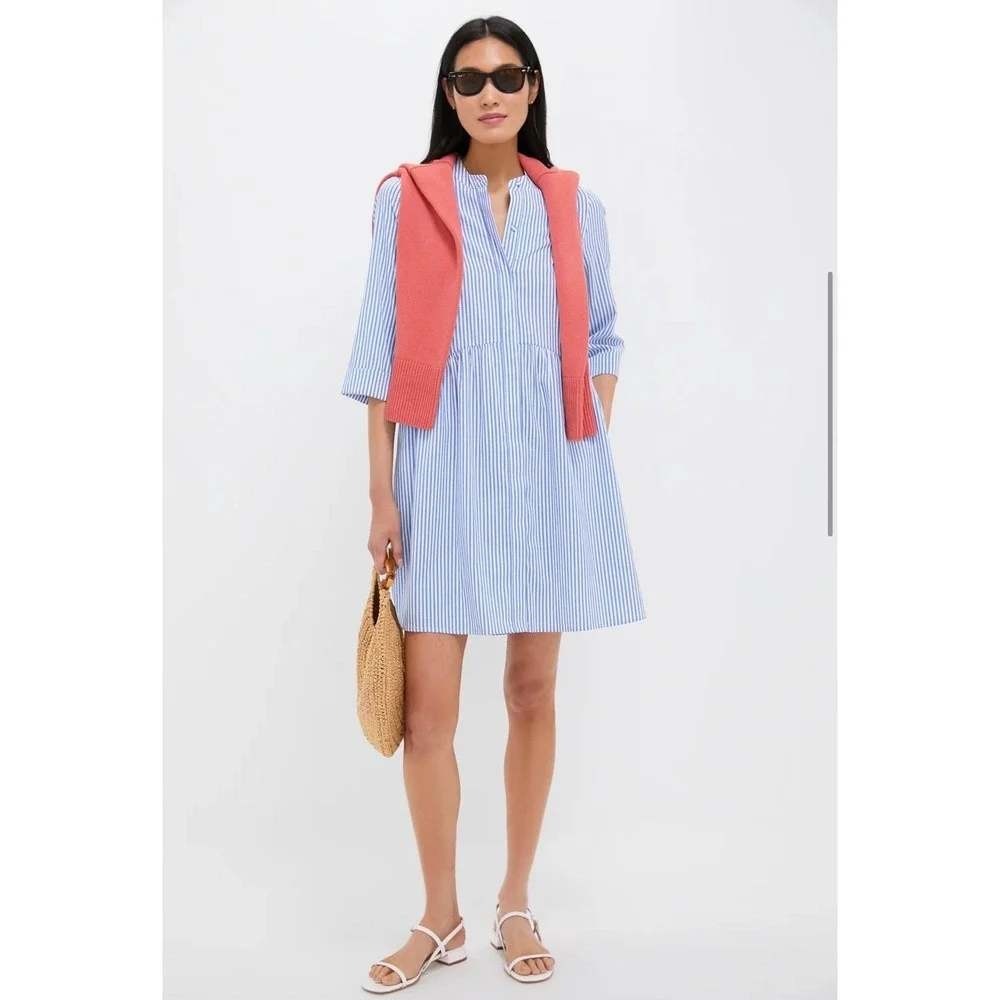 Tuckernuck Royal Shirt Dress Blue White Stripe Popover‎ Mini Size Large NWT